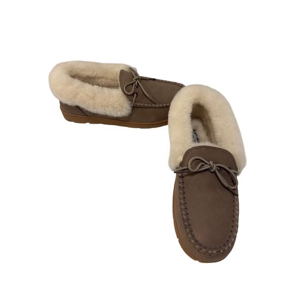 Timberland Tie Moc Sherling Slippers - Taupe Gray - Size 9 - Picture 7 of 7